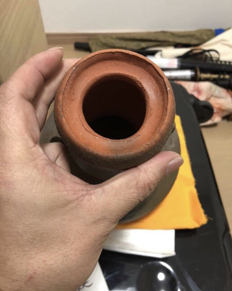 珍品 岡山県重要無形文化財 隠崎隆一 耳付き 花器 花入 花瓶 二 珍品 岡山県重要無形文化財 隠崎隆一 耳付き 花器 花入 花瓶 二