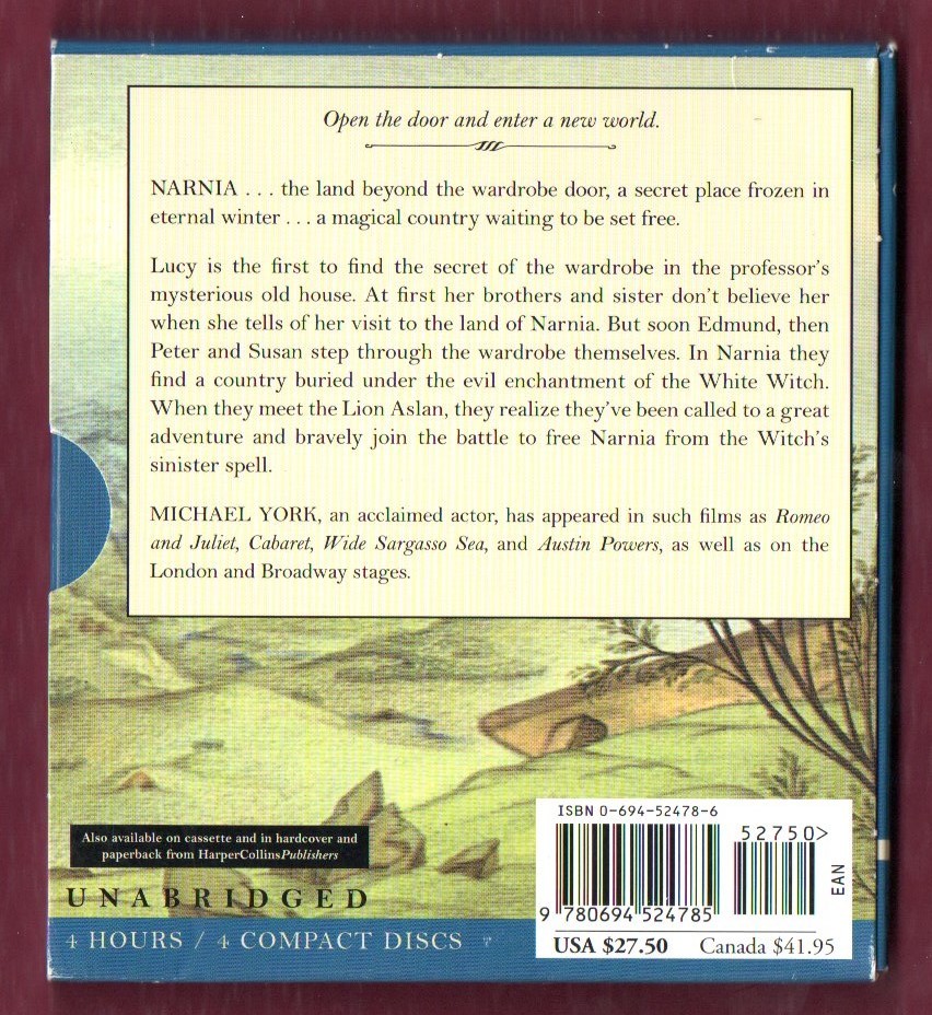 vnarunia country monogatari lion .. woman 4 sheets set English reading aloud CD/ Michael yoke /The LION the WITCH and the WARDROBE C.S. LEWIS NARNIA