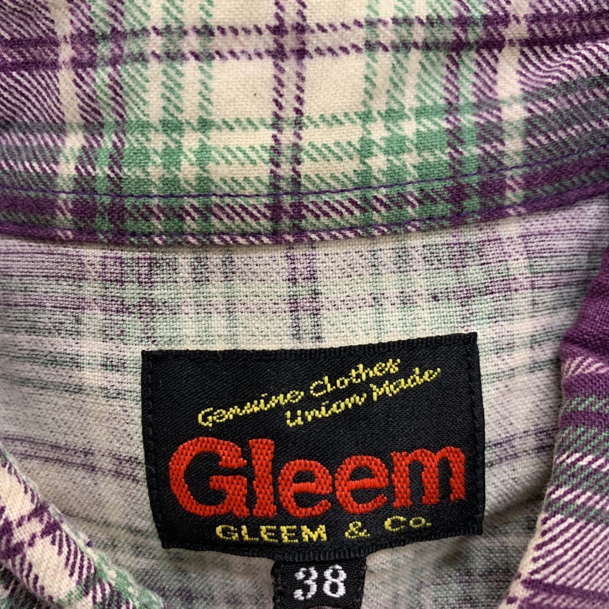 GLEEM グリーム チェックシャツ　長袖　メンズ　日本製 made in JAPAN サイズ 38 ネルシャツ_画像2
