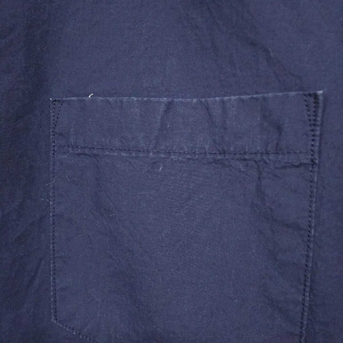 F1124UL*R.N.Aa-ruene-* size M 7 minute sleeve shirt navy men's cotton 100% cotton shirt 