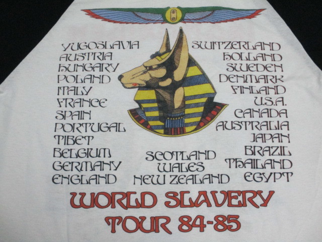 IRON MAIDEN/アイアン・メイデン WORLD SLAVERY TOUR 84-85 ベースボールラグランTシャツ Lサイズ(作り小さめMサイズ相当)