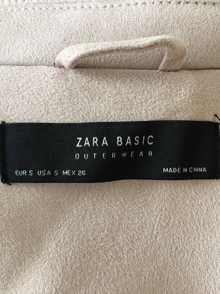 【激安1点のみ 国内正規品】ZARA BASIC ザラ ベーシック スウェード調 ライダース ジャケット S ピンク系 USED_画像9