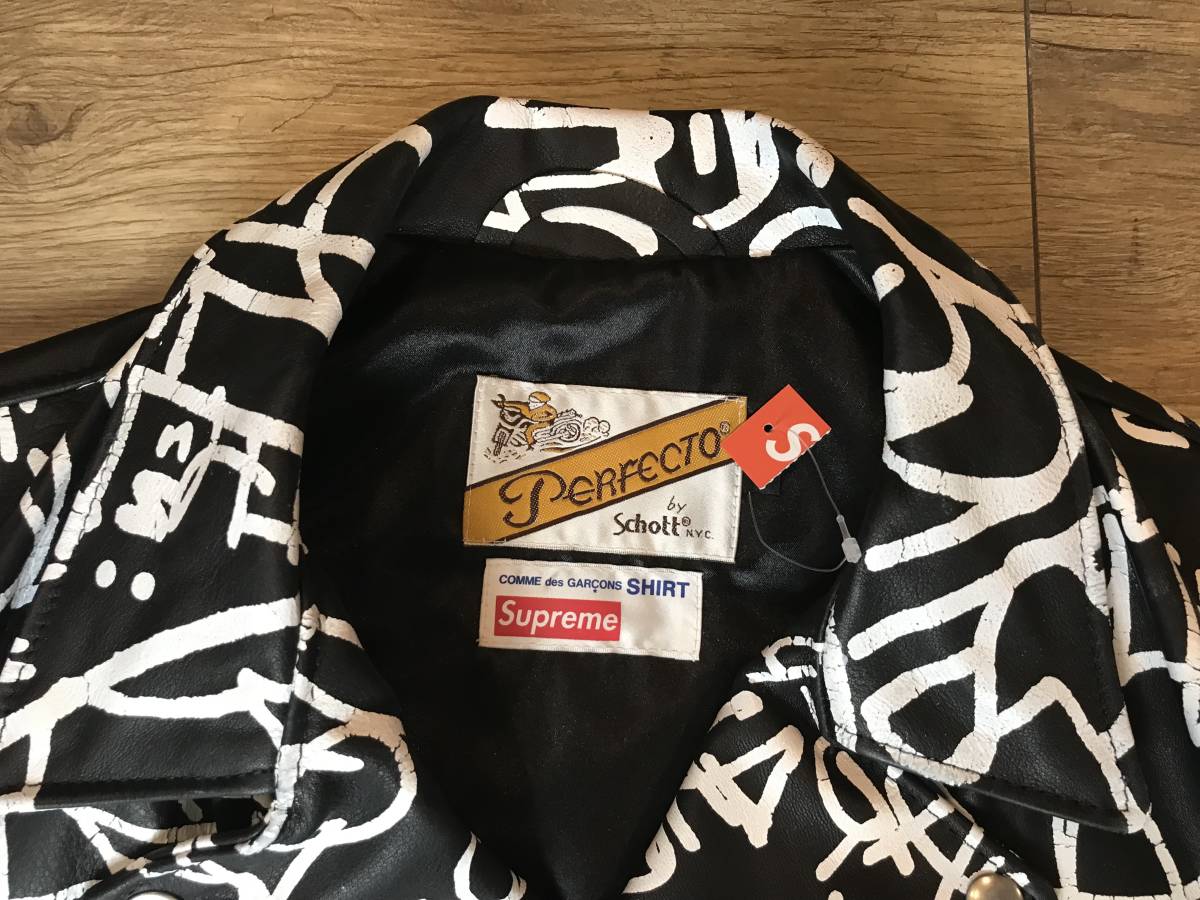 Supreme Comme des Garcons Schott Painted Perfecto Leather Jacket