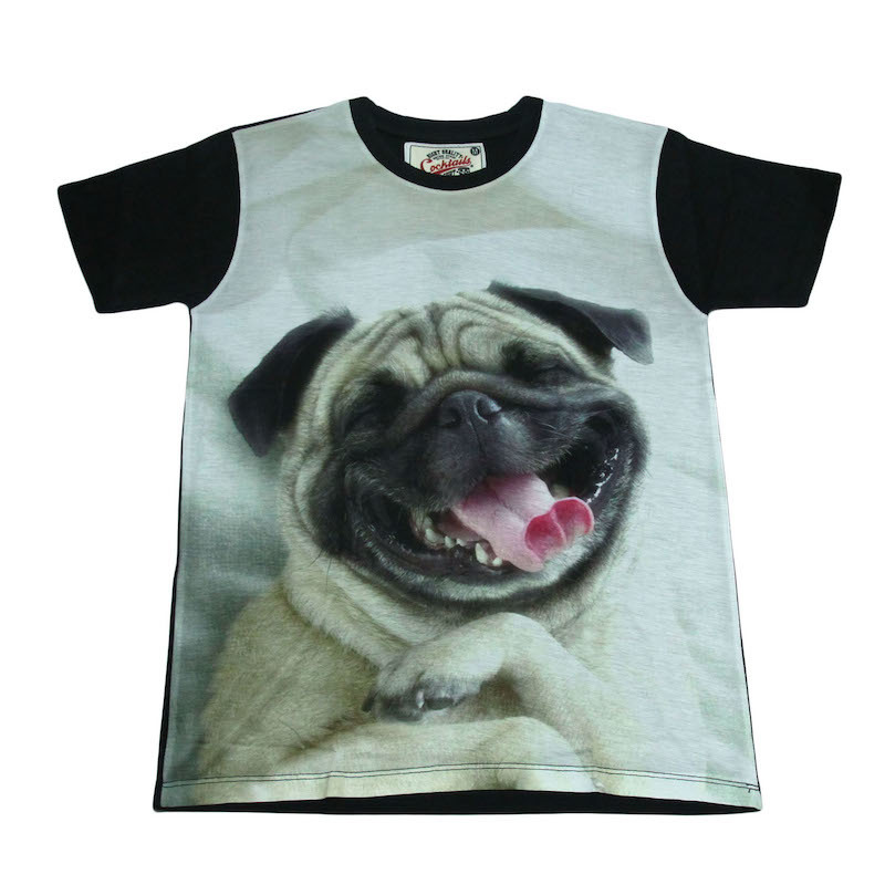パグ わんちゃん 犬 笑うイヌ かわいい アニマル 動物 ストリート系 デザインTシャツ おもしろTシャツ メンズ 半袖★tsr0042-blk-l_画像1