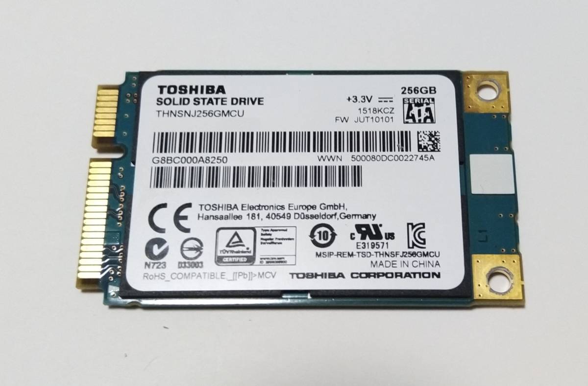 TOSHIBA DynaBook R63/P THNSNJ256GMCU SATA 6Gbs SSD (256GB / mSATA)　正常判定 中古品 送料無料　_画像1