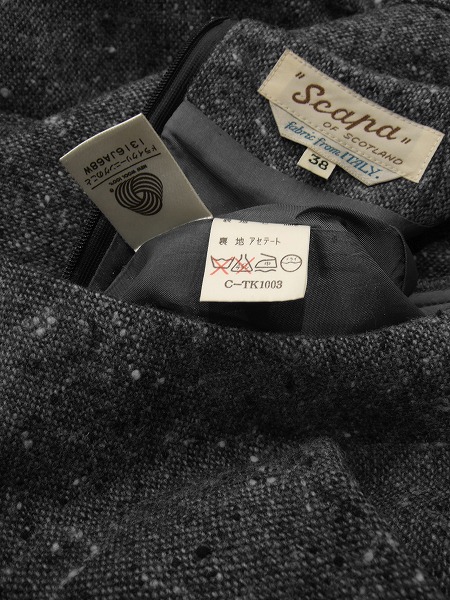 N as good as new * Scapa *Scapa* fine quality Italy made cloth use *... gray series *7 minute sleeve * stylish tweed One-piece *38 number (M)/ lady's / autumn winter 