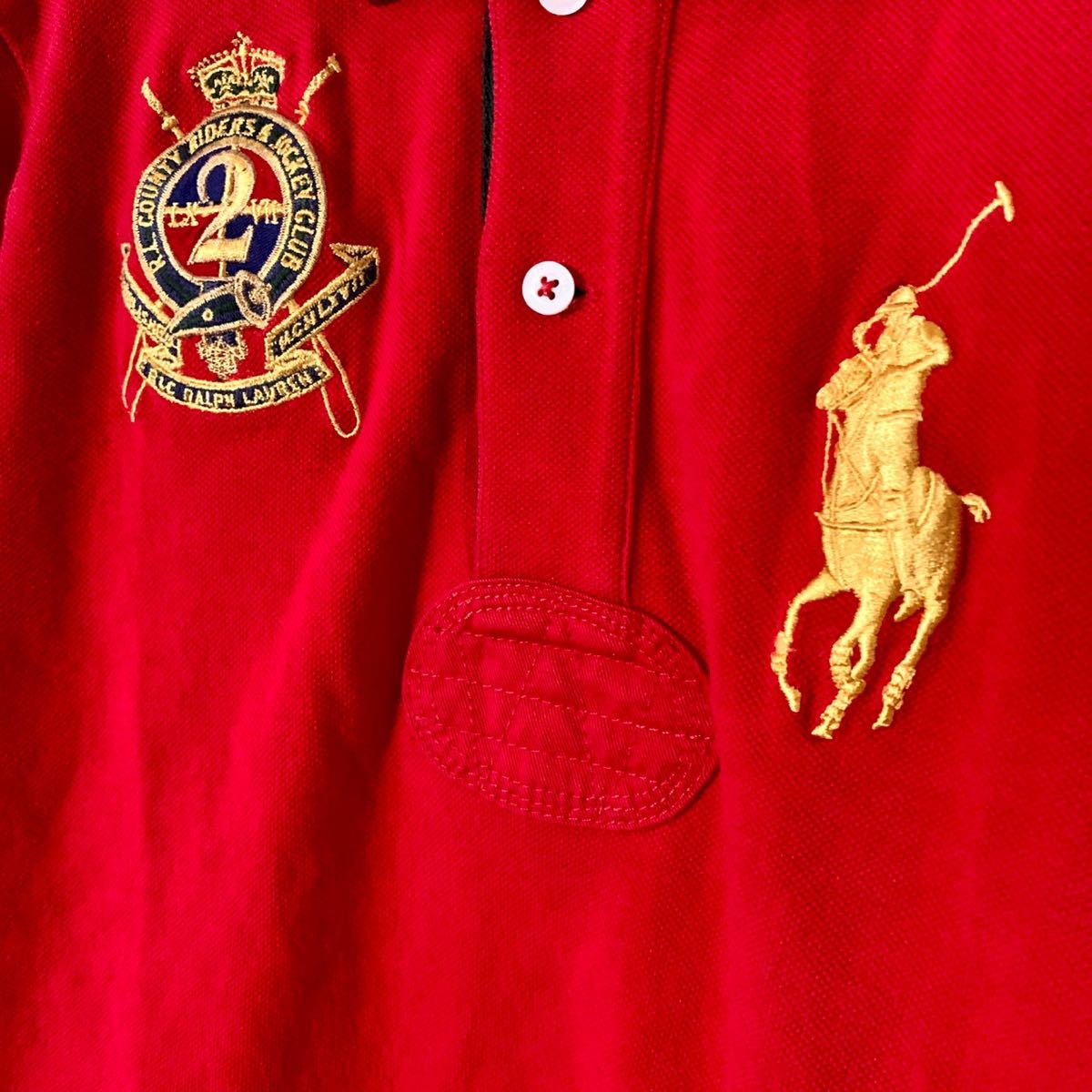 RALPH LAUREN ビッグポニー 長袖ポロシャツ 赤 Mサイズ〈古着 美品 used〉ラルフローレン　A17_画像4