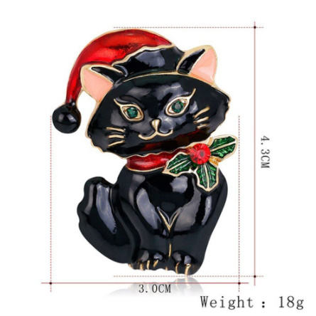 Mz3220:1 個 クリスマス 猫ブローチ かわいい 動物ピン ファッション 女性 男性 ブローチ パーティージュエリー 子供のギフト アクセサリー_画像6
