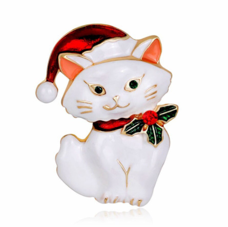 Mz3220:1 個 クリスマス 猫ブローチ かわいい 動物ピン ファッション 女性 男性 ブローチ パーティージュエリー 子供のギフト アクセサリー_カラー（１）
