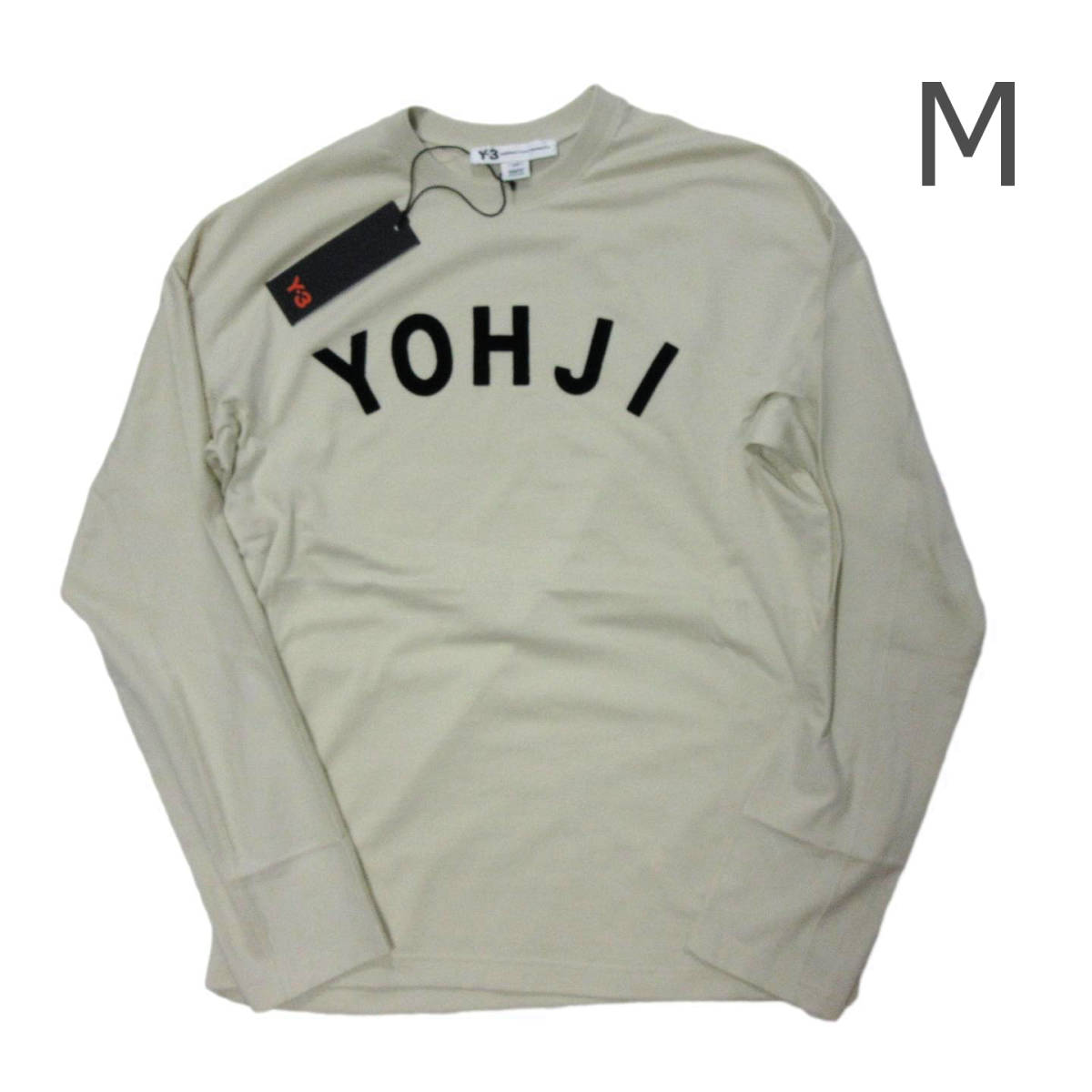 新品タグ付 Y-3 YOHJI YAMAMOTO ヨウジヤマモト ロゴ カットソー ロングTシャツ U YOHJI LS TEE メンズ ユニセックス  クリーム 白 Mサイズ