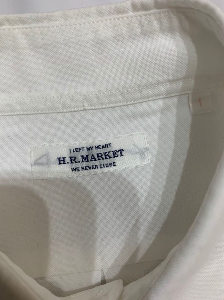 ハリウッドランチマーケット　メンズ　ワンポイント刺繍　長袖白コットンシャツ Sサイズ　クリーニング済_画像3