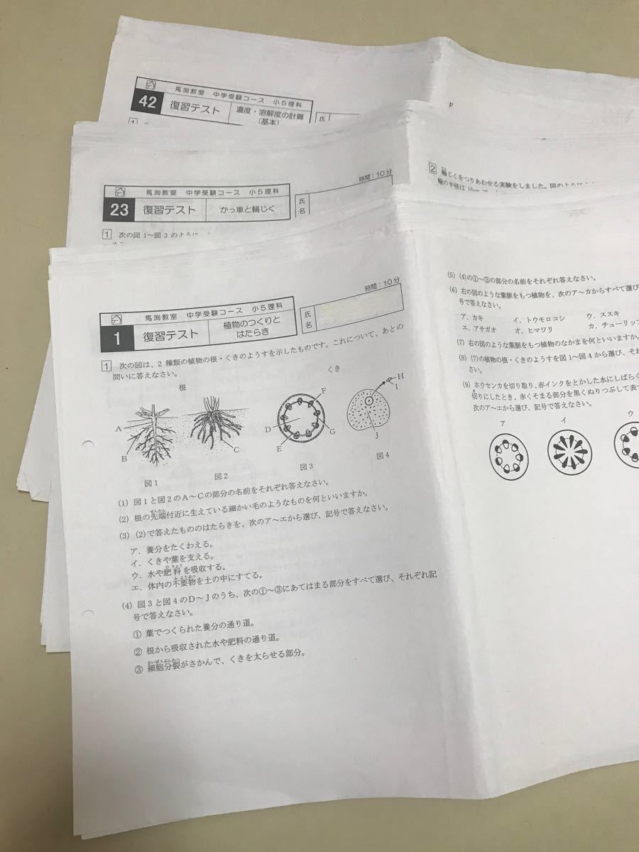 Paypayフリマ 馬渕教室 中学受験 小学5年 理科 復習テスト 42枚 Paypayフリマ 馬渕教室 中学受験 小学5年 理科 復習テスト 42枚
