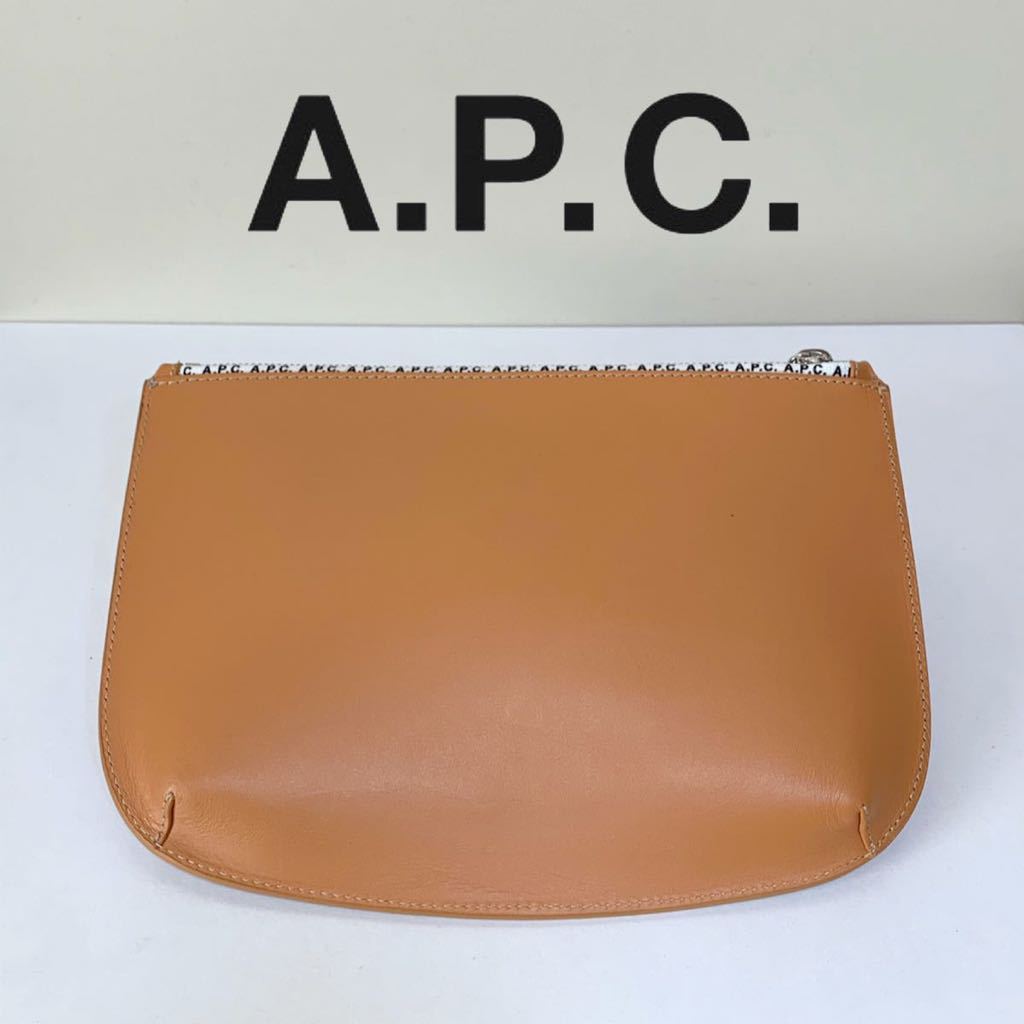 ☆美品 アーペーセー A.P.C. ロゴ レザー ポーチ ブラウン モロッコ製