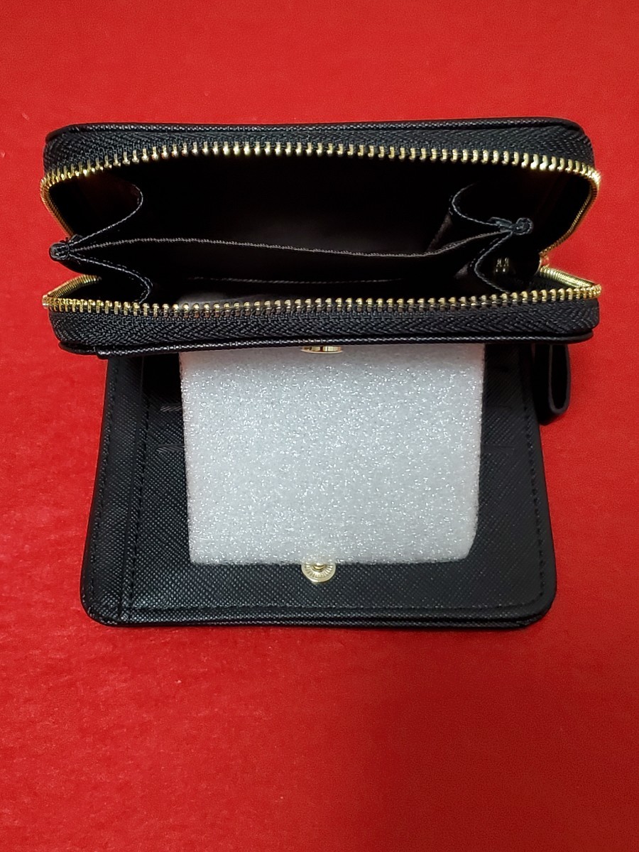 財布 レディース 二つ折り コンパクト 小さい財布 カード小銭入れ コインケース 高級PU　黒色　ブラック