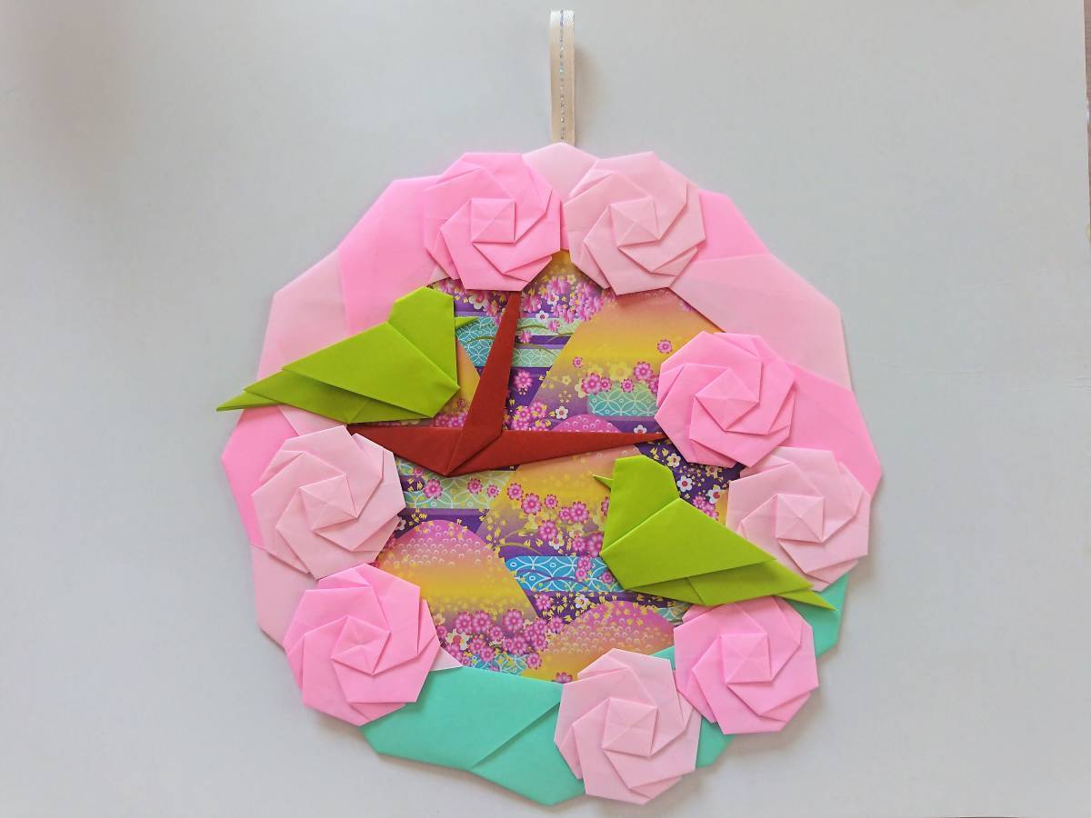 ヤフオク 折り紙 リース 春 桜とメジロ 野鳥 花 ハ ヤフオク 折り紙 リース 春 桜とメジロ 野鳥 花 ハ
