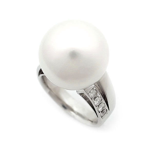 [ green shop pawnshop ] special selection jewelry south . pearl ring 14.2mm with diamond Pt900[ used ]