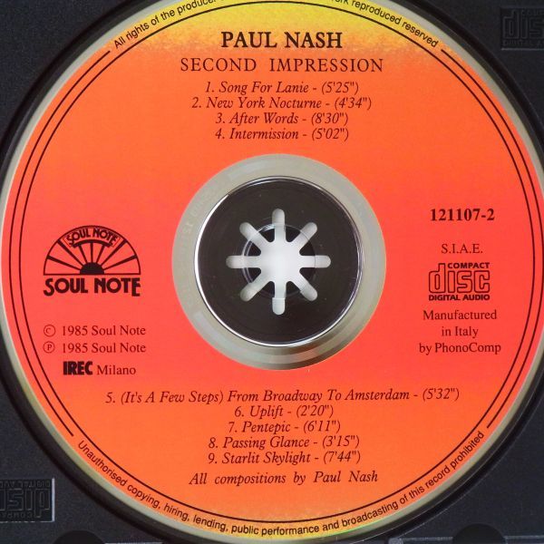 【SOULNOTE】PAUL NASH　SECOND IMPRESSION　TOM HARRELL　MICHAEL COCHRANE　MICHELE HENDRICKS_画像3