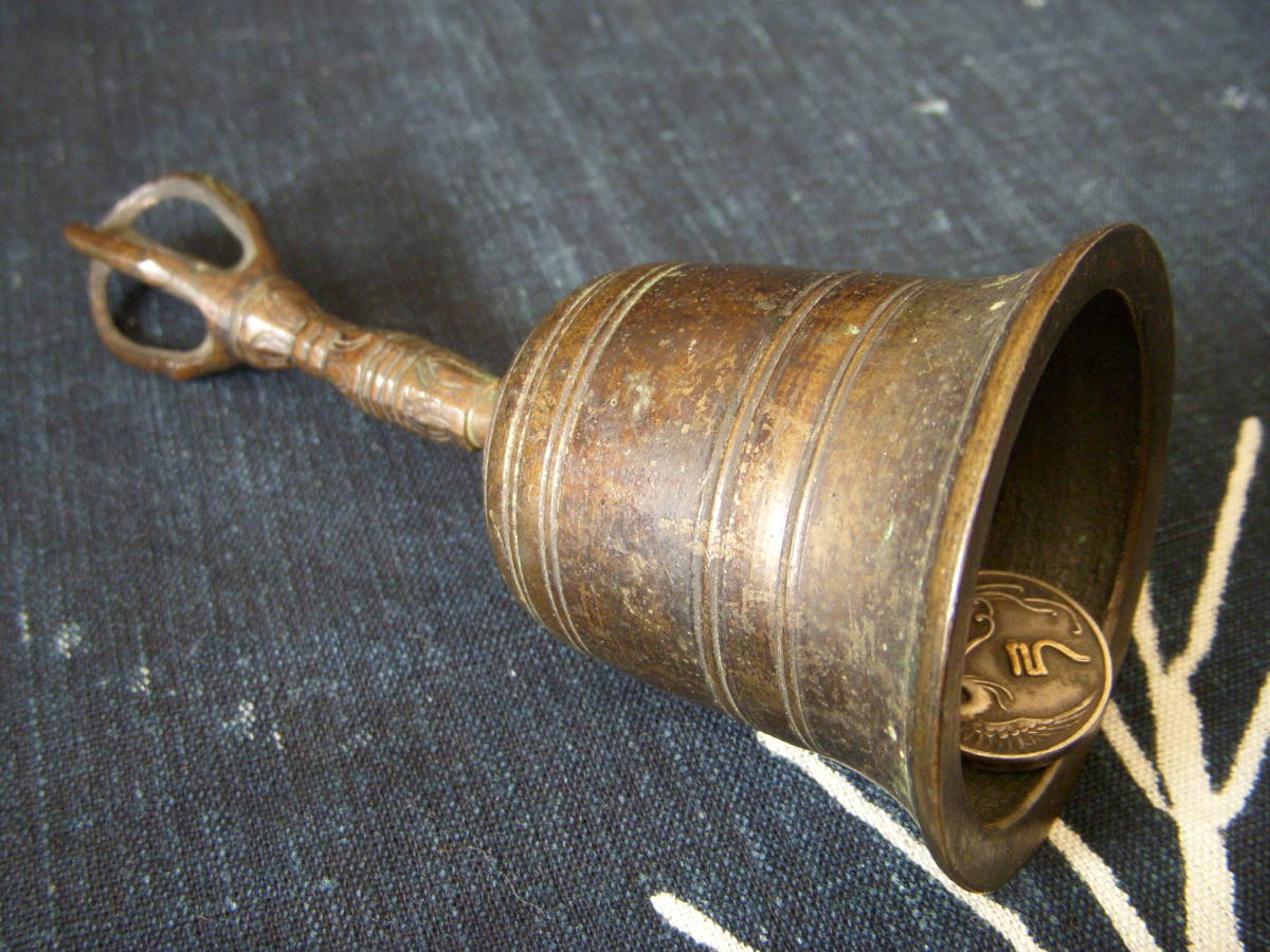  old copper . bell . pilgrimage pilgrim Buddhist altar fittings 