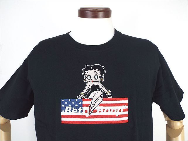 【送料無料 30%OFF】Betty Boop ベティブープ 刺繍仕様Tシャツ - STARS AND STRIPES - BE-13 BLACK_XLサイズ_画像2