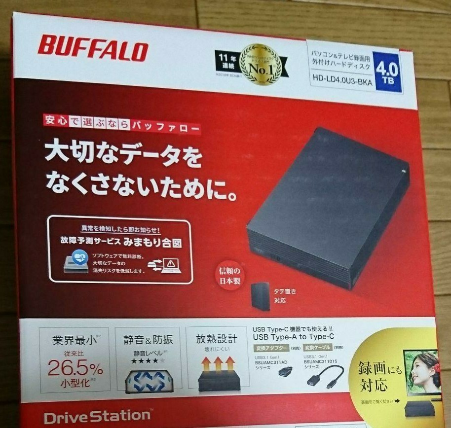 HDLD40U3BKA 外付けHDD 4TB buffalo ハードディスク