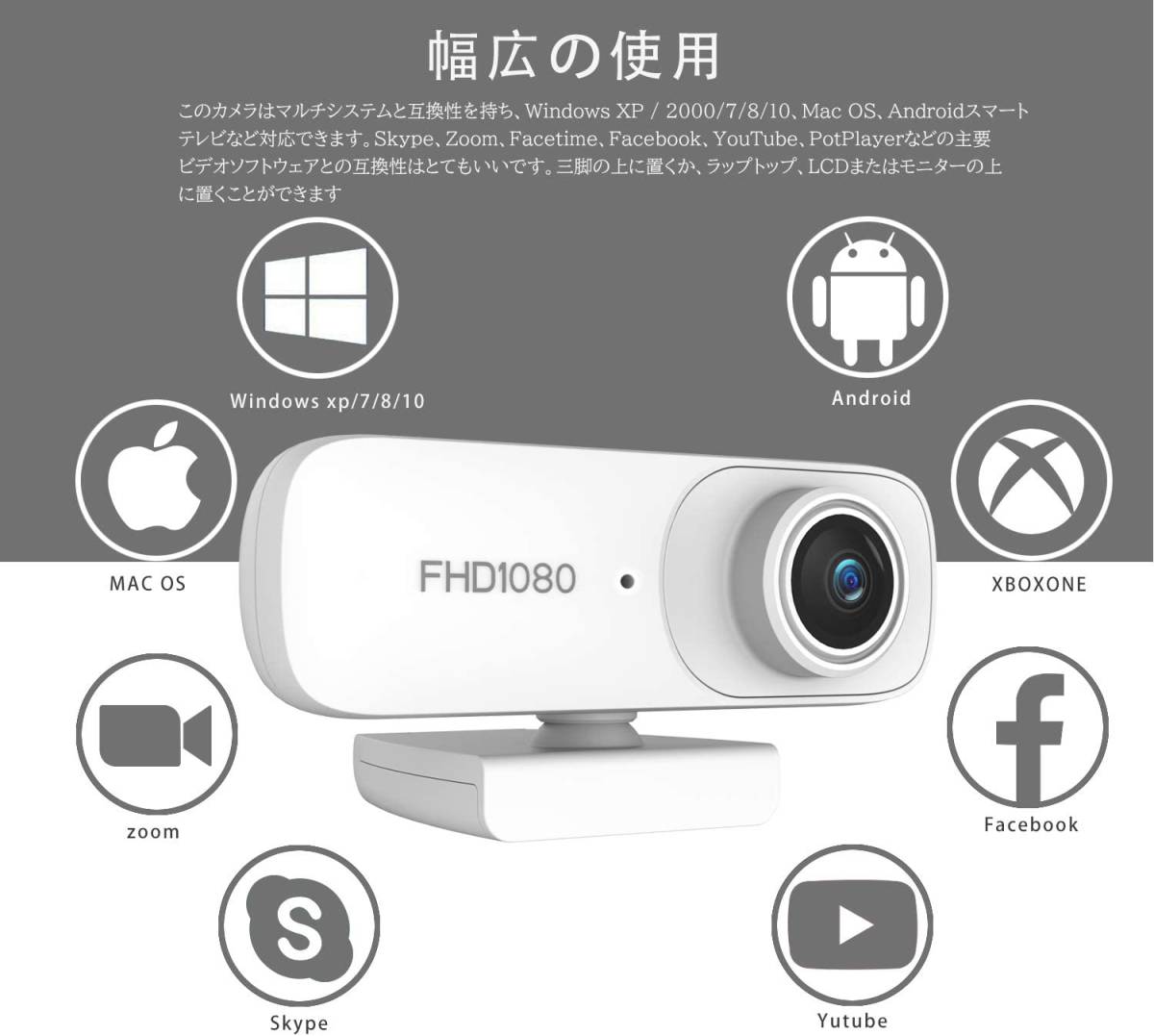 Webカメラ 高画質HD1080P 30fps 200万画素 ウェブカメラ 自動フォーカス 自動光補正 多角度調整 小型USBカメラ 内蔵マイク 