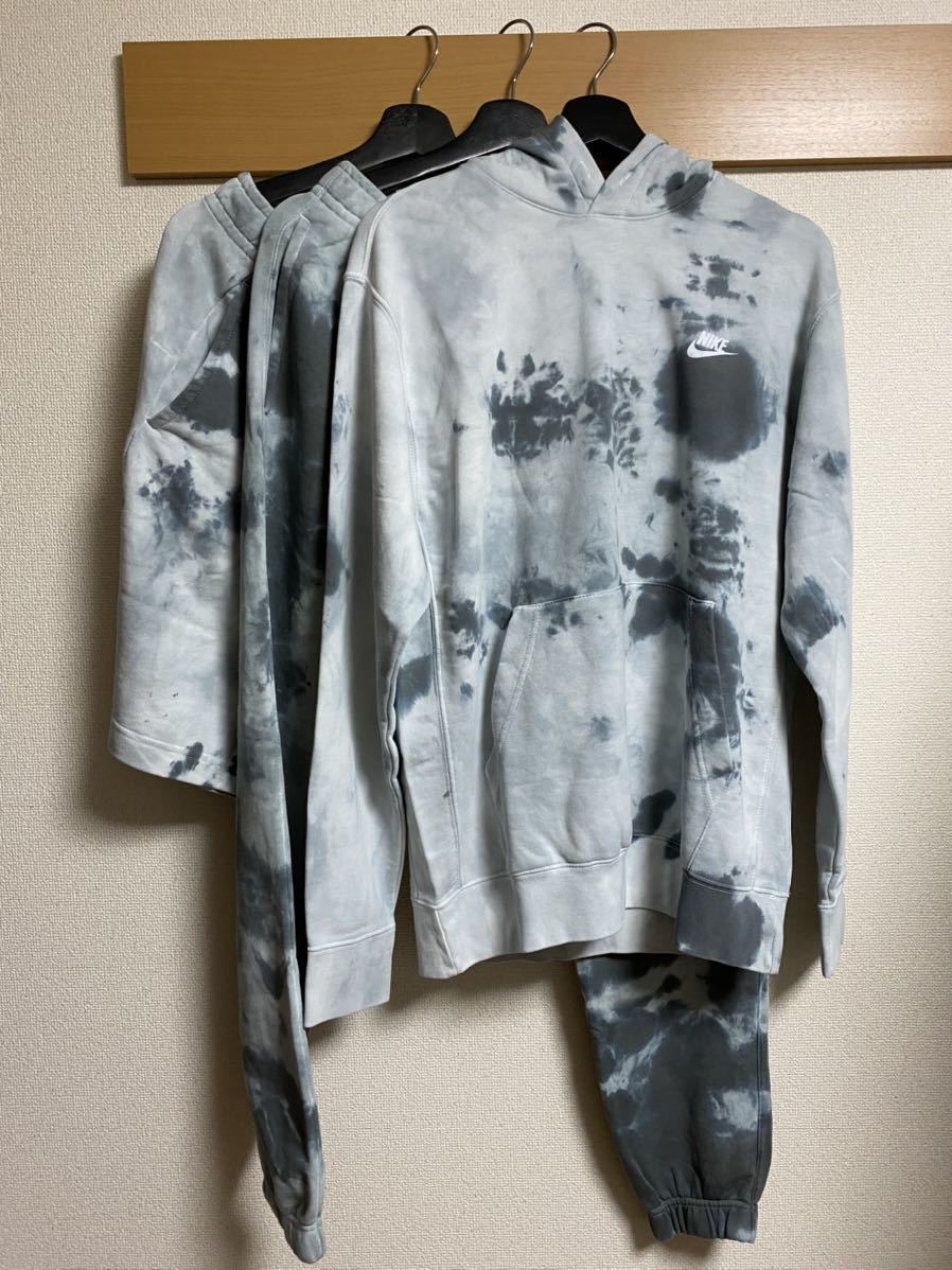 新品 国内正規品 NIKE FRENCH TERRY DYE PO HOODIE & PANT & SHORT Lサイズ セットアップ ハーフパンツ 3点セット タイダイ TIE-DYE_画像9