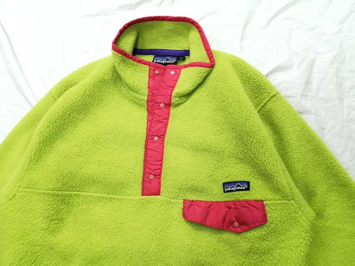 美品◎USA製 Patagonia ビンテージ　パタゴニア　スナップT　S レアカラー　アップルグリーン　フリースジャケット 