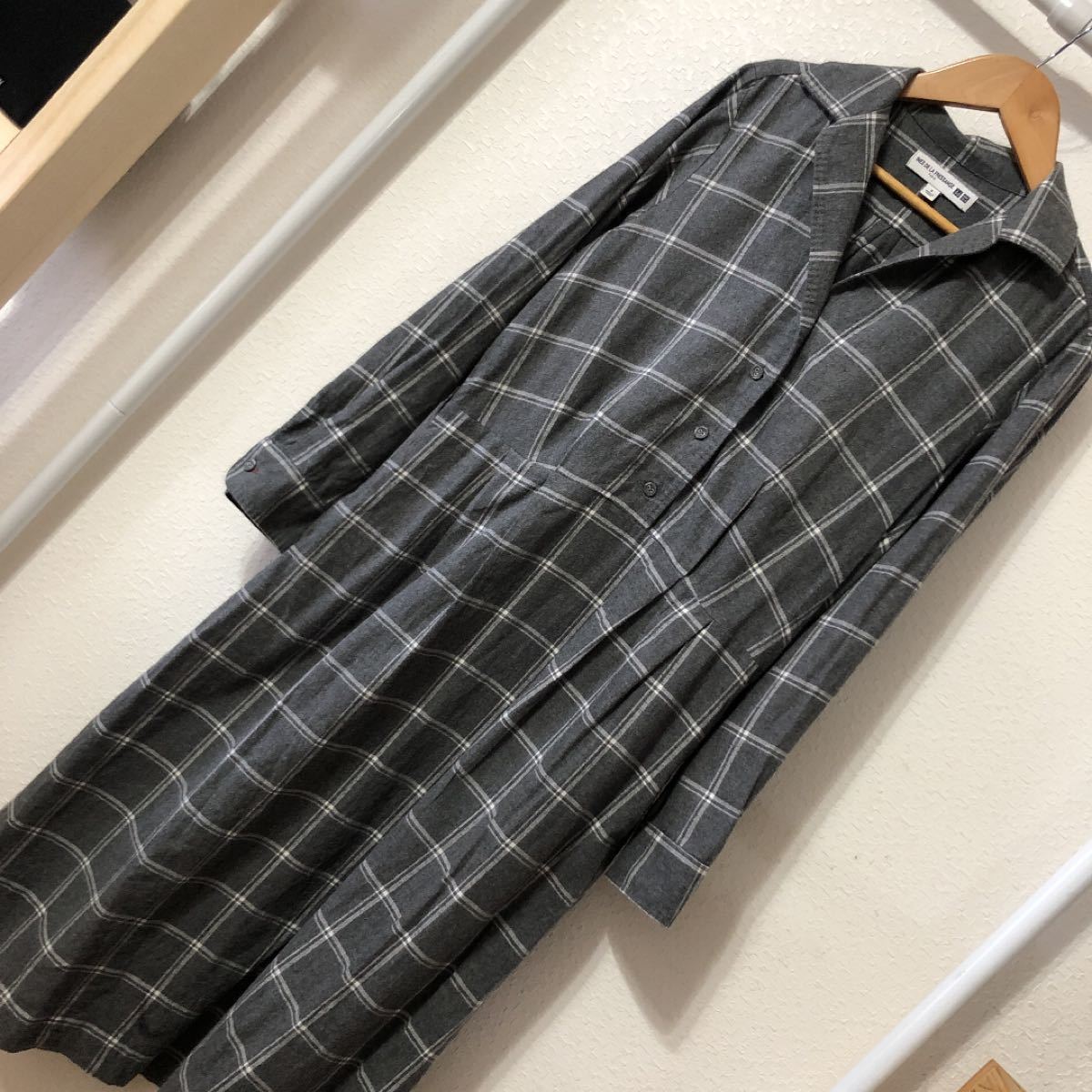 Paypayフリマ Uniqlo チェック 開襟シャツワンピース ロングワンピース Paypayフリマ Uniqlo チェック 開襟シャツワンピース ロングワンピース