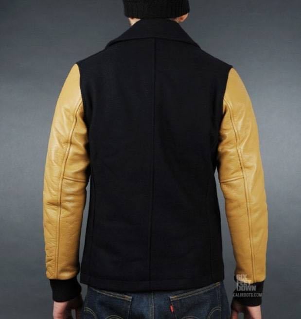 Nike NSW Sportswear AFE AS Varsity Jacket ネイビー M Pコート ナイキ ジャケット 袖レザー スタジャン Dark Obsidian Golden Harvest_画像3