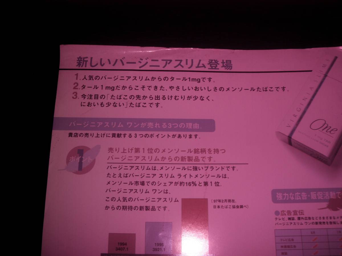 『 バージニアスリム・ワン・メンソール　新登場の案内 』　1997年_画像4