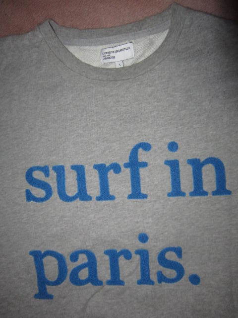 CUISSE DE GRENOUILLE surf with ABAHOUSE コラボ キュイス ドゥ グルヌイユ surf in Paris. デカロゴ スウェット トレーナー S サーフィン_画像2