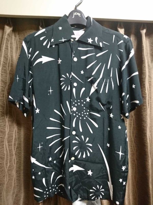 aro hub ro Sam aloha blossom flower fire pattern aloha shirt Hawaiian shirt black 36 beautiful goods Wacko Maria WACKO MARIA