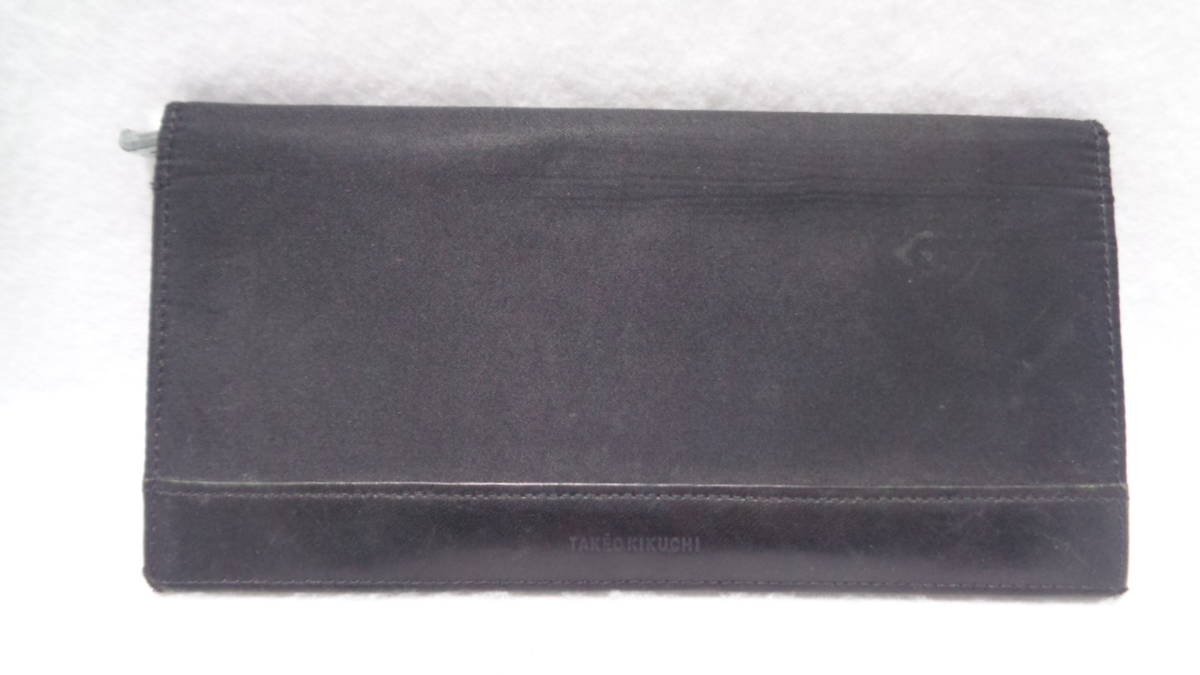 * retro *SAIFU* редкий товар [[ стоимость доставки 370 иен ] TAKEO KIKUCHI длинный кошелек чёрный размер _19×10cm Takeo Kikuchi необычность материалы используя ] текущее состояние доставка 