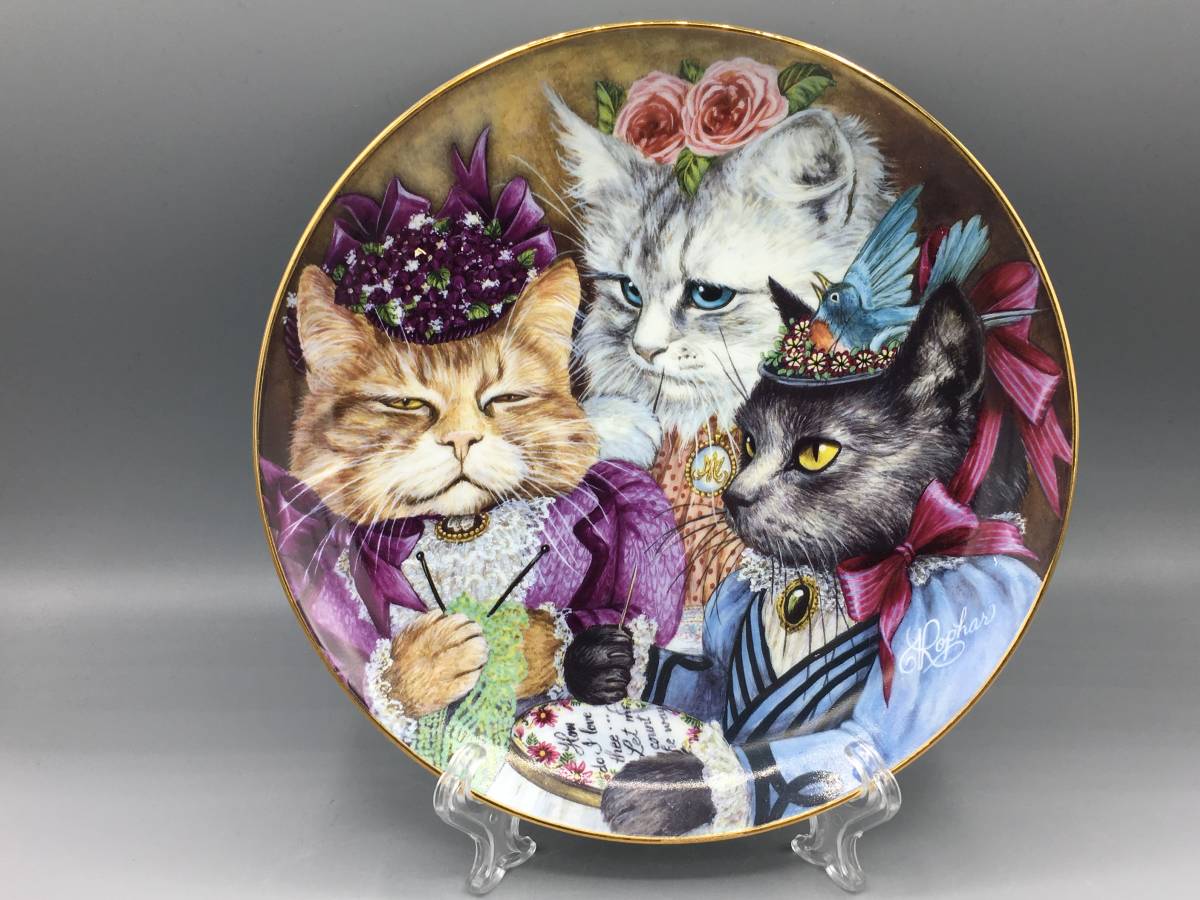 レア ダンブリーミント 空想的な猫 A Stitch in Time お裁縫 刺繍 編み物 猫 皿 飾り皿 プレート ①⑧_画像6