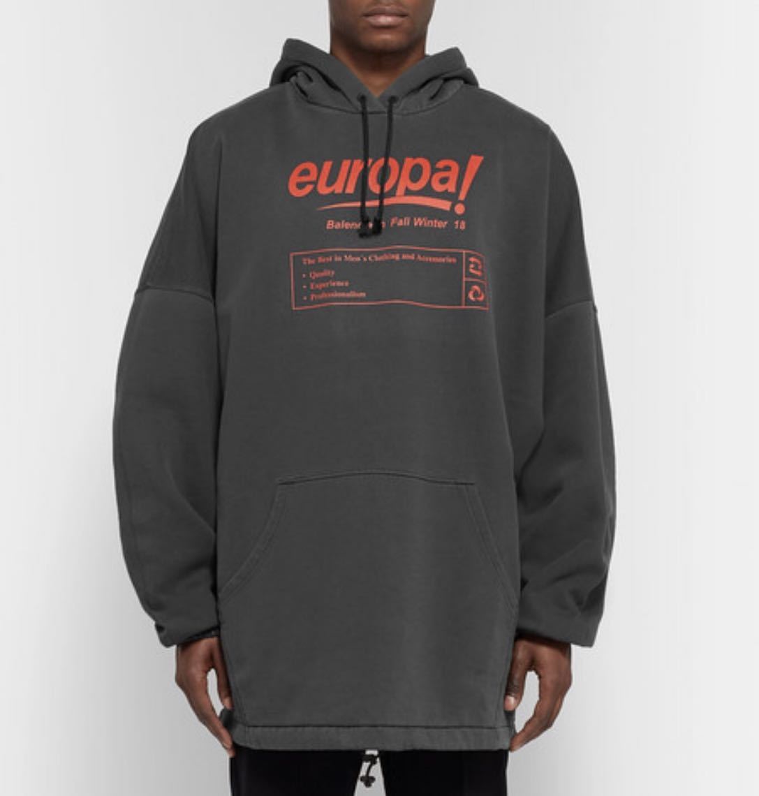 キムタク着用 S BALENCIAGA Europa-print Cotton Hooded Pullover