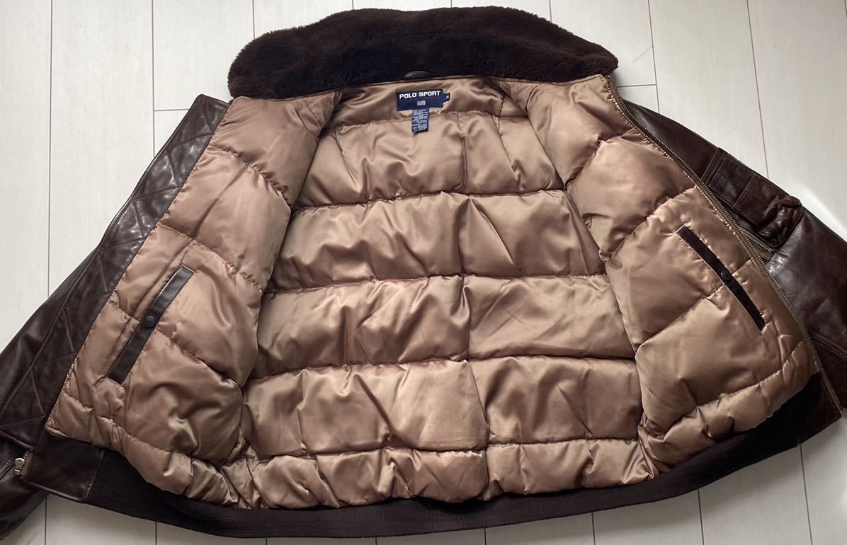 送料無料 90s POLO SPORT ラルフローレン leather レザー 革 襟 送料無料 90s POLO SPORT ラルフローレン leather レザー 革 襟