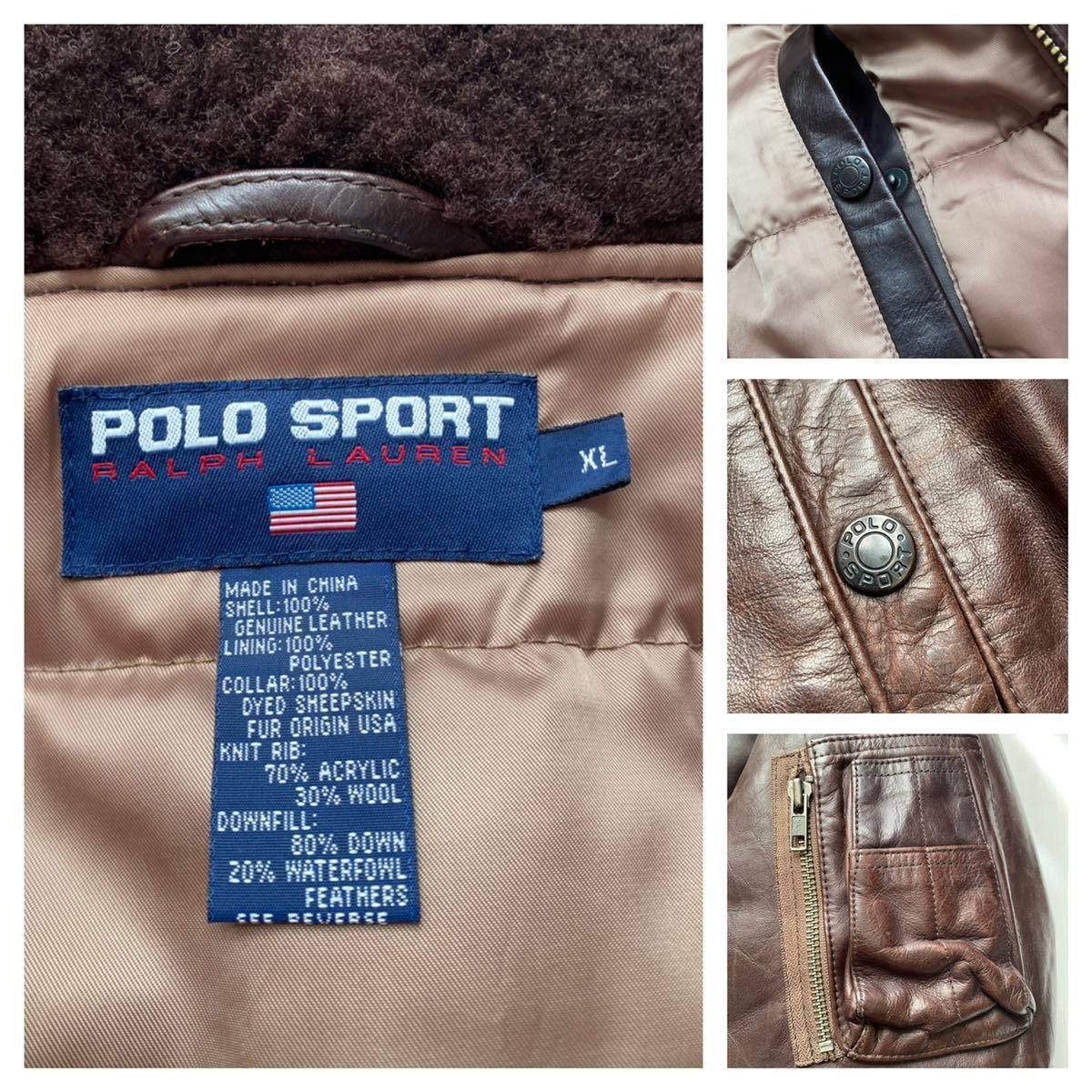 送料無料 90s POLO SPORT ラルフローレン leather レザー 革 襟 送料無料 90s POLO SPORT ラルフローレン leather レザー 革 襟