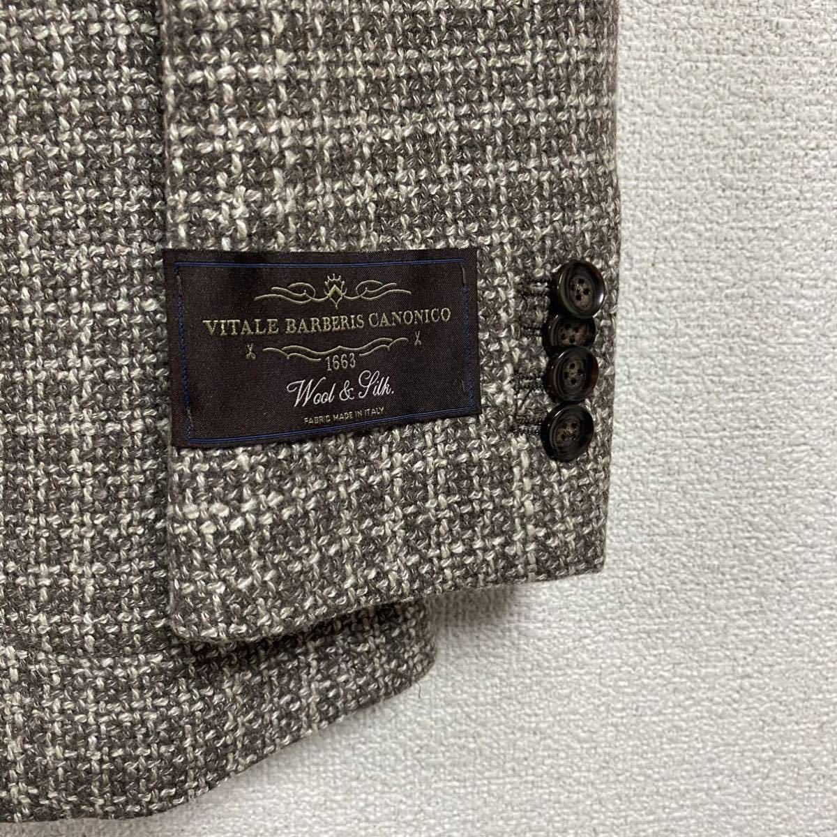 SARTORIA DEL GROSSO VITALE BARBERIS CANONICO カノニコ ウールテーラードジャケット 格子柄 LL_画像3