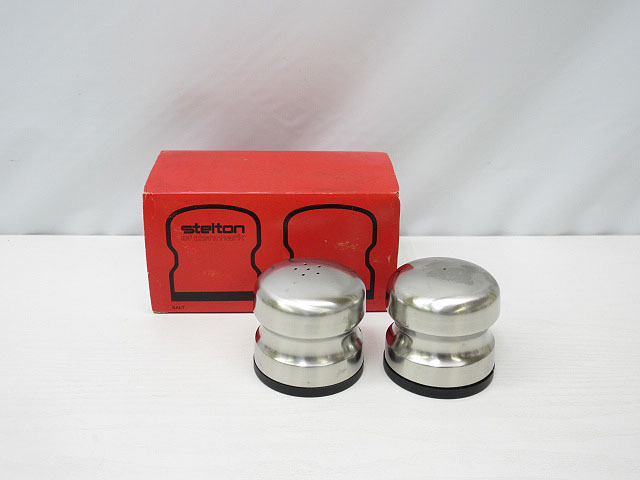 *YC3065 stelton seasoning container 2 point set stereo ru ton Denmark spice salt .. stainless steel simple Vintage free shipping 