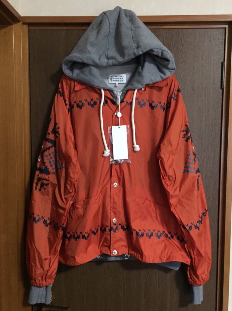 52 76%of メゾンマルジェラ レイヤード スウェット パーカー コーチジャケット 18AW 52 XL MaisonMargiela