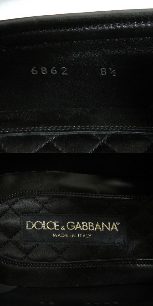 美品□DOLCE&GABBANA　ドルチェ&ガッバーナ　クラウン総柄　レザーシューズ/スリッポン　ブラック　8.5　イタリア製　箱付き_画像7