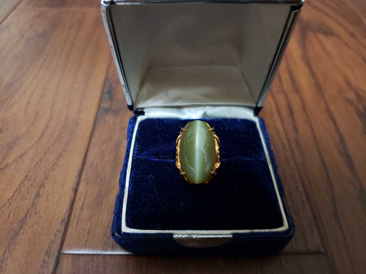 本物鑑定済】K18 k18 Chrysoberyl Cats Eye クリソベリルキャッツアイ