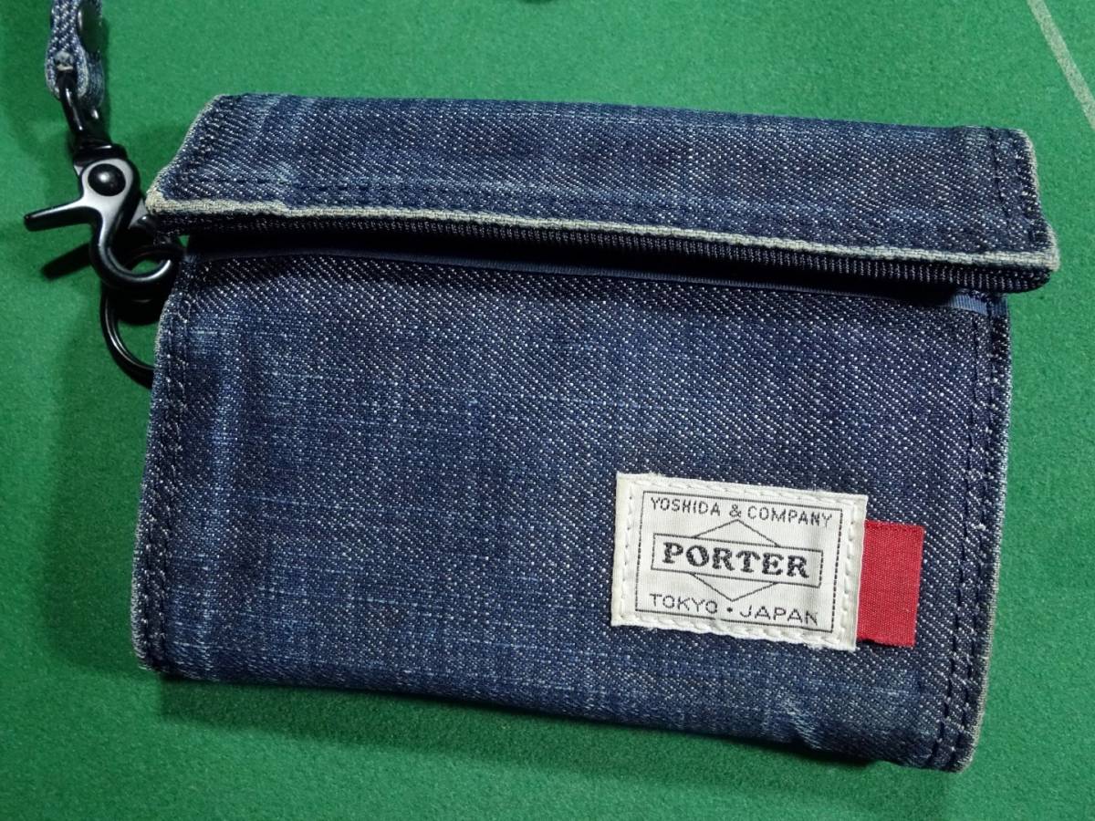 □ポーター x LEVI’s リーバイス コラボ 赤タグ ヴィンテージ風デニム生地 2つ折り 財布 ウォレットコード付 インディゴ 美品!!!□ □ポーター x LEVI’s リーバイス コラボ 赤タグ ヴィンテージ風デニム生地 2つ折り 財布 ウォレットコード付 インディゴ 美品!!!□