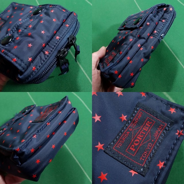 * Headporter master navy STELLA star pattern rectangle mobile case multi pouch navy / red Star beautiful goods!!!*