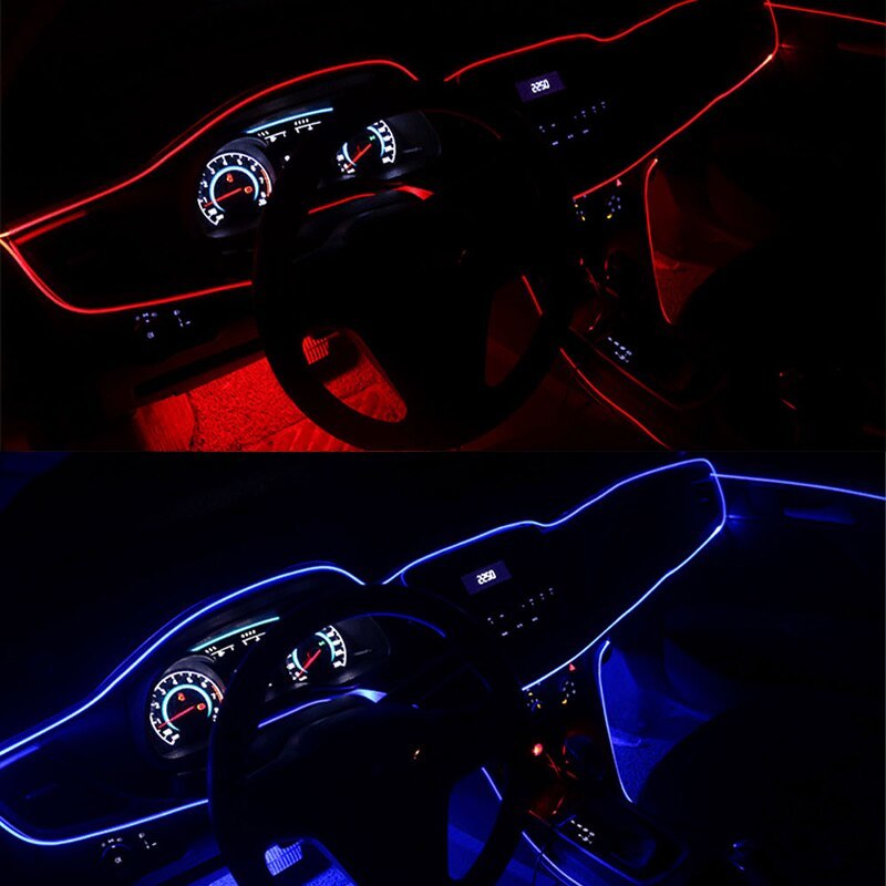 5 15M車のインテリア照明ネオンライト花輪ワイヤーELワイヤーロープチューブ周囲のLEDストリップ装飾柔軟なチューブ8色オートLED_画像2