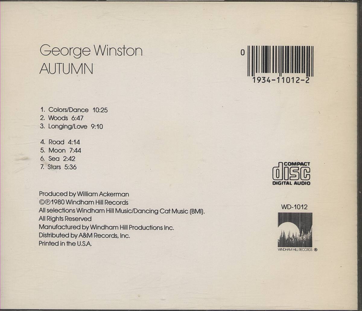CD GEORGE WINSTON AUTUM 輸入盤_画像2