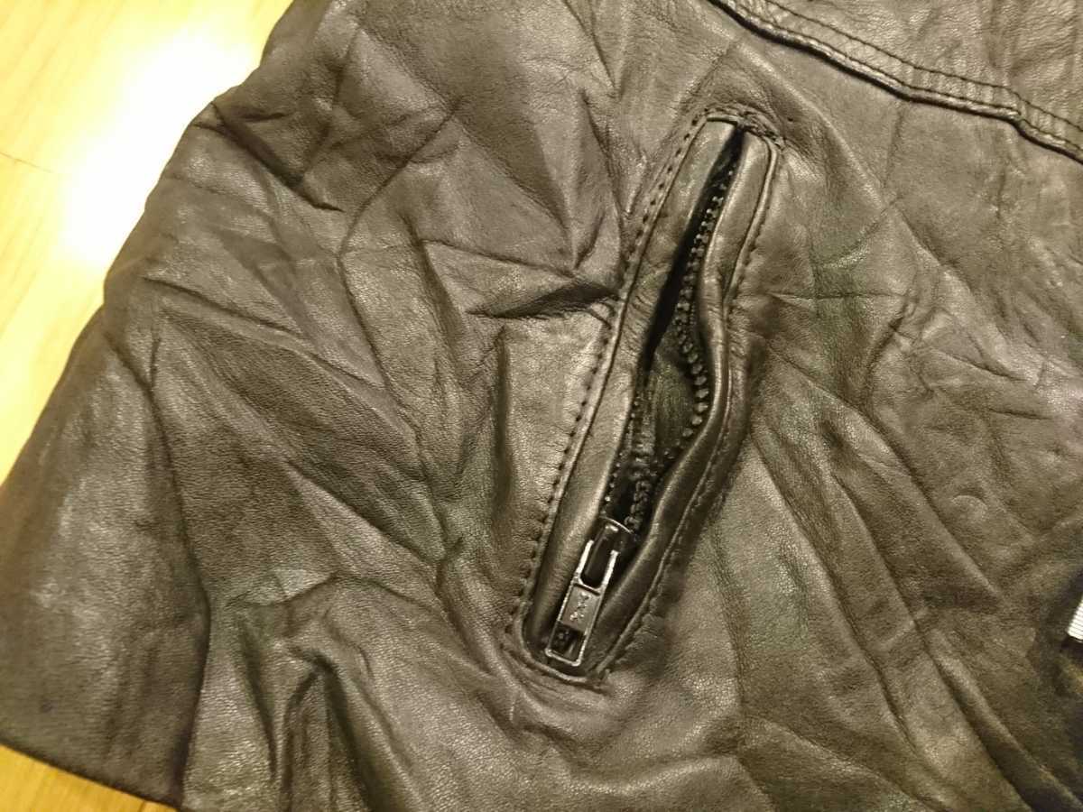  high ngelik leather jacket leather jacket Single Rider's lady's 38 (S size corresponding ) zipper bend 1 place drive defect search punk 