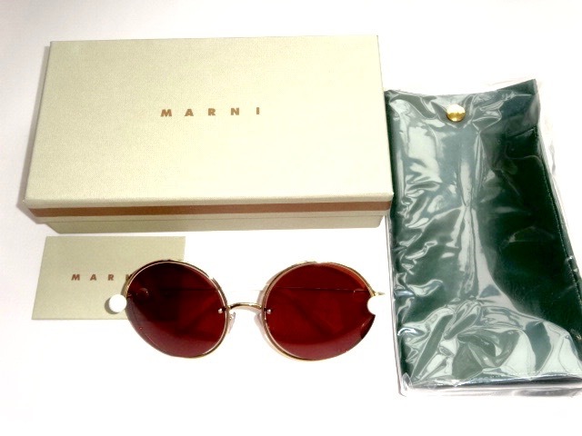 ● MARNI マルニ 丸い サングラス メガネ レンズ ブラウン 白 フレーム ゴールド 丸型 新品 ロゴ ブラウン_画像10