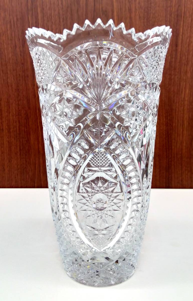 フランス製 CRISTAL D'ARQUES クリスタルダルク クリスタルガラス フラワーベース 花瓶 花器 箱あり MADE IN FRANCE_画像2