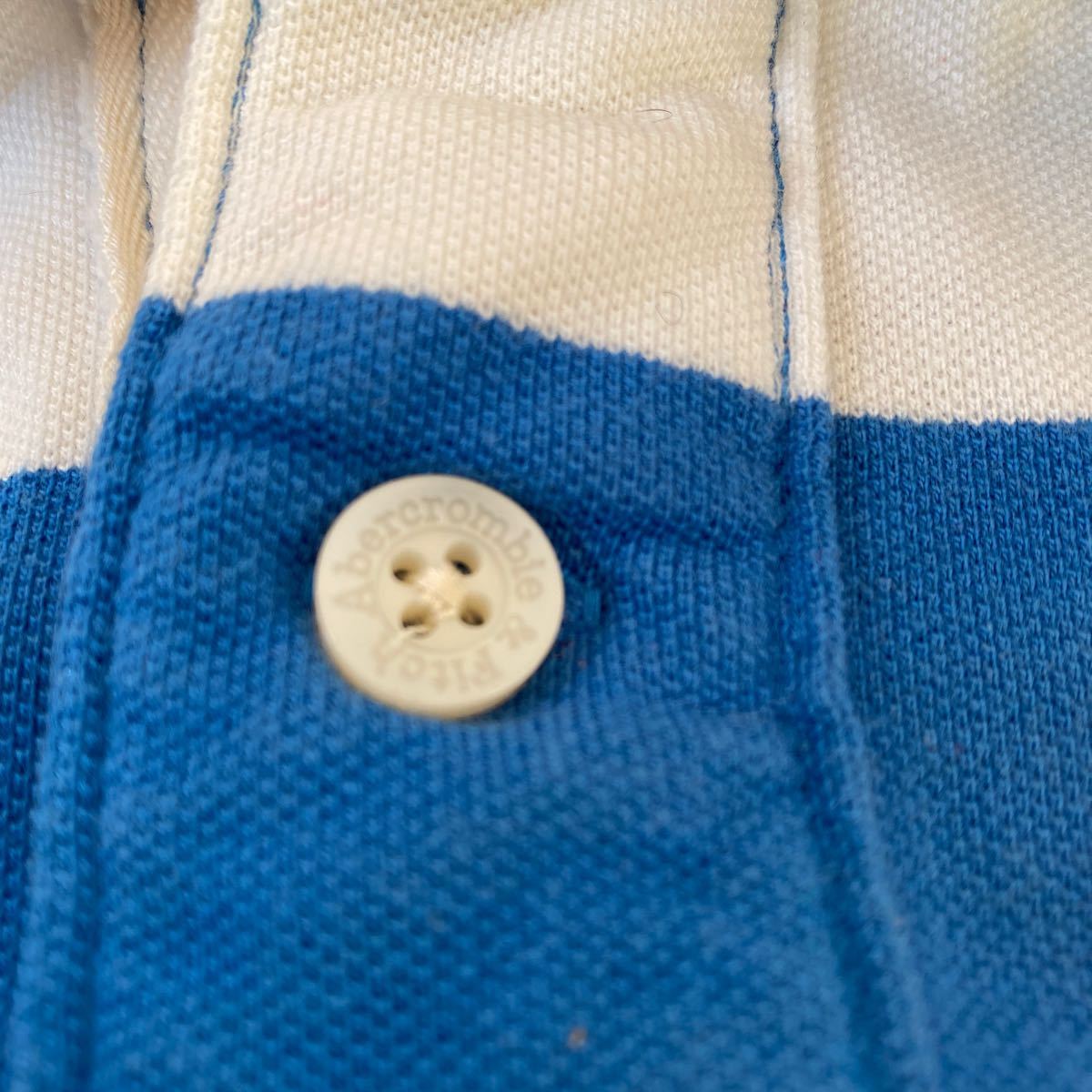 アバクロ Abercrombie&fitch メンズ ポロシャツL中古シミ汚れ色抜有 ロスにて購入本物 2～3回使用後クロゼット保管 ラガーシャツ ボーダー_画像5